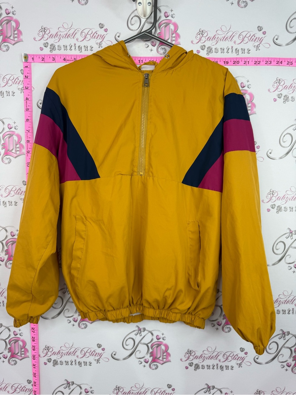 Fisher field jacket Mustard Yellow Colorblock Windbreaker with Hood